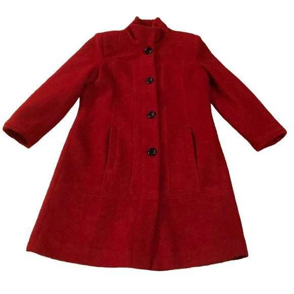 Vintage Red Novelti Wool Blend Coat Womens Size 10 Peacoat - Picture 1 of 10